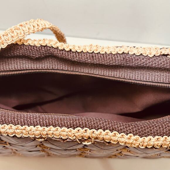 Vintage Coconut Shell Purse 70s 1970s Macrame Shoulder Bag Island Chic - Picture 8 of 12